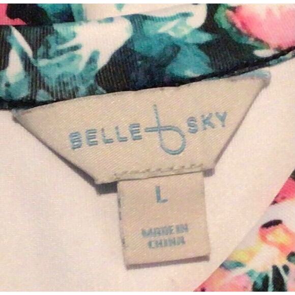 Belle & Sky Black Floral Bodycon Dress Large Sheer Cut-Outs Party Clubwear - Picture 2 of 3